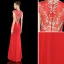Classy Red Evening Dresses  2019 A-Line / Princess Scoop Neck Rhinestone Lace Flower Cap Sleeves Split Front Floor-Length / Long Formal Dresses