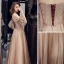Chic / Beautiful Champagne Evening Dresses  2019 A-Line / Princess Off-The-Shoulder Beading Lace Flower Short Sleeve Backless Floor-Length / Long Formal Dresses