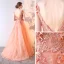Classy Orange Evening Dresses  2019 A-Line / Princess V-Neck Rhinestone Lace Flower Appliques Sleeveless Backless Floor-Length / Long Formal Dresses