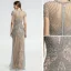 High-end Champagne Evening Dresses  2019 Trumpet / Mermaid Scoop Neck Handmade  Beading Crystal Rhinestone Short Sleeve Floor-Length / Long Formal Dresses