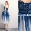 Modern / Fashion Navy Blue Homecoming Graduation Dresses 2019 A-Line / Princess Spaghetti Straps Pearl Sleeveless Backless Tea-length Formal Dresses
