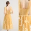Chic / Belle Jaune de retour Robe De Graduation 2019 Princesse Encolure Carrée En Dentelle Fleur Sans Manches Dos Nu Thé Longueur Robe De Ceremonie