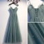 Chic / Beautiful Green Evening Dresses  2019 A-Line / Princess Spaghetti Straps Beading Sequins Rhinestone Sleeveless Backless Floor-Length / Long Formal Dresses