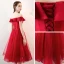 Chic / Beautiful Burgundy Homecoming Graduation Dresses 2018 A-Line / Princess Sash Off-The-Shoulder Backless Sleeveless Tea-length Formal Dresses
