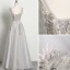 Chic / Belle Gris Robe De Soirée 2019 Princesse Sans Manches Perlage Faux Diamant En Dentelle Fleur Encolure Dégagée Dos Nu Longue Robe De Ceremonie