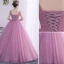 Chic / Beautiful Blushing Pink Prom Dresses 2019 A-Line / Princess Scoop Neck Beading Lace Flower Appliques Sleeveless Backless Floor-Length / Long Formal Dresses