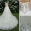 Schöne Champagner Brautkleider / Hochzeitskleider 2019 A Linie Spaghettiträger Perlenstickerei Strass Spitze Blumen Ärmellos Rückenfreies Kathedrale Schleppe