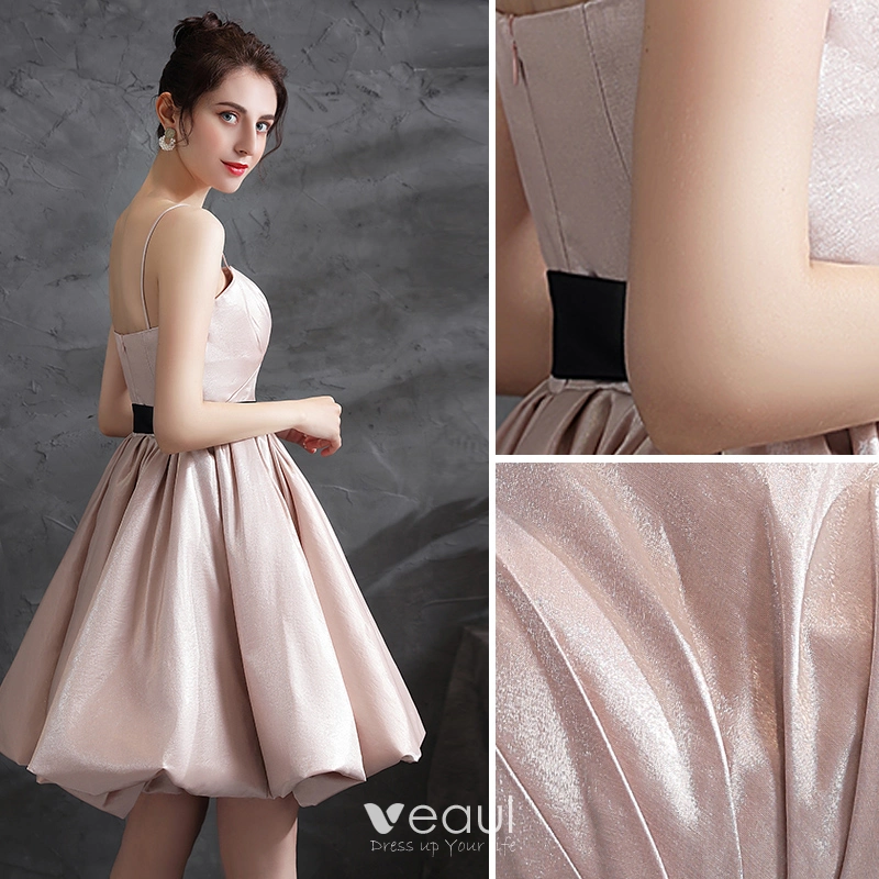 Chic Lace Appliqued Strapless Sheath Cocktail Dress Blushing Pink main image 1