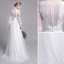 Modest / Simple White Beach Wedding Dresses 2019 A-Line / Princess Scoop Neck Pearl Lace Flower 3/4 Sleeve Floor-Length / Long