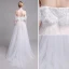 Chic / Beautiful White Beach Wedding Dresses 2019 A-Line / Princess Off-The-Shoulder Lace Flower Short Sleeve Backless Floor-Length / Long