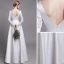 Classique Blanche Plage Robe De Mariée 2019 Princesse V-Cou En Dentelle Fleur Manches Longues Dos Nu Longue
