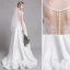 Edles Weiß Strand Brautkleider / Hochzeitskleider 2019 A Linie Rundhalsausschnitt Perle Spitze Blumen Ärmellos Rückenfreies Sweep / Pinsel Zug