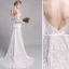 Charmant Champagne Plage Robe De Mariée 2019 Trompette / Sirène Bretelles Spaghetti En Dentelle Fleur Sans Manches Dos Nu Train De Balayage