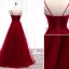 Chic / Beautiful Burgundy Evening Dresses  2019 A-Line / Princess Spaghetti Straps Beading Lace Flower Appliques Sleeveless Backless Floor-Length / Long Formal Dresses