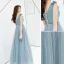 Chic / Beautiful Jade Green Evening Dresses  2019 A-Line / Princess Suede V-Neck Lace Flower Sleeveless Backless Floor-Length / Long Formal Dresses