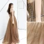 Chic / Belle Marron Robe De Soirée 2019 Princesse Bretelles Spaghetti Sans Manches Dos Nu Longue Robe De Ceremonie
