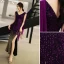 Charmant Violet Dégradé De Couleur Robe De Ceremonie 2019 Trompette / Sirène V-Cou Paillettes Sans Manches Dos Nu Longueur Cheville Robe De Soirée