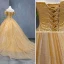 Scintillantes Doré Robe De Mariée 2019 Robe Boule De l'épaule Paillettes Manches Courtes Dos Nu Chapel Train