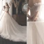 Charmant Champagner Brautkleider / Hochzeitskleider 2019 A Linie Spaghettiträger Perlenstickerei Pailletten Spitze Blumen Kurze Ärmel Rückenfreies Kathedrale Schleppe
