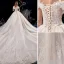 Edles Champagner Brautkleider / Hochzeitskleider 2019 A Linie Off Shoulder Perlenstickerei Perle Pailletten Spitze Blumen Ärmellos Rückenfreies Königliche Schleppe