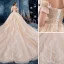 Charming Champagne Wedding Dresses 2019 Ball Gown Off-The-Shoulder Beading Lace Flower Sleeveless Backless Royal Train