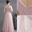 Chic / Beautiful Blushing Pink Ruffle Evening Dresses  Prom Dresses 2021 A-Line / Princess V-Neck 3/4 Sleeve Backless Sash Floor-Length / Long Evening Party Formal Dresses
