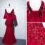 Chic / Beautiful Burgundy Evening Dresses  2019 Trumpet / Mermaid Scoop Neck Beading Sequins Lace Flower Appliques 3/4 Sleeve Backless Floor-Length / Long Formal Dresses