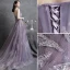 Chic / Beautiful Purple Prom Dresses Evening Dresses  2021 A-Line / Princess Strapless Sequins Lace Flower Sleeveless Backless Sweep Train Evening Party Formal Dresses