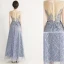 Chic / Belle Bleu Ciel Robe De Soirée 2019 Princesse Encolure Dégagée Perlage En Dentelle Fleur Appliques Faux Diamant Sans Manches Longue Robe De Ceremonie