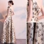 Classy Gold Evening Dresses  2019 A-Line / Princess One-Shoulder Lace Flower Sleeveless Backless Floor-Length / Long Formal Dresses