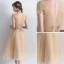 Chic / Beautiful Champagne Homecoming Graduation Dresses 2018 A-Line / Princess Sequins Lace Flower Scoop Neck Short Sleeve Knee-Length Formal Dresses