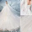Charming Champagne Wedding Dresses 2019 A-Line / Princess V-Neck Beading Rhinestone Lace Flower Long Sleeve Backless Royal Train