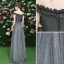 Glitzernden Grau Abendkleider 2019 A Linie Off Shoulder Pailletten Ärmellos Rückenfreies Lange Festliche Kleider