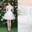 Sexy Ivoire Robe De Fete Bretelles croisées 2019 Princesse De l'épaule Paillettes En Dentelle Fleur Manches Courtes Dos Nu Courte Robe De Ceremonie