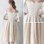 Modest / Simple Champagne Homecoming Graduation Dresses 2018 A-Line / Princess Off-The-Shoulder Backless Sleeveless Knee-Length Formal Dresses