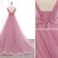 Schöne Pink Abendkleider A Linie 2019 Rüschen Spaghettiträger Schleife Ärmellos Rückenfreies Hof-Schleppe Festliche Kleider