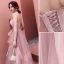 Charmant Rougissant Rose Robe De Soirée 2019 Princesse Bretelles Spaghetti En Dentelle Fleur Sans Manches Dos Nu Longue Robe De Ceremonie