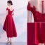 Chic Bordeaux Robe De Cocktail 2019 Princesse Encolure Dégagée En Dentelle Fleur Appliques Perle Paillettes Noeud Manches Courtes Asymétrique Robe De Ceremonie