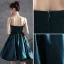 Modern / Fashion Ink Blue Party Dresses 2021 A-Line / Princess Spaghetti Straps Bow Sleeveless Short Backless Formal Dresses