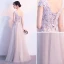 Chic / Beautiful Grey Evening Dresses  2018 A-Line / Princess Lace Appliques Rhinestone V-Neck Backless Sleeveless Floor-Length / Long Formal Dresses