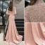 Haut de Gamme Rougissant Rose Robe De Soirée 2020 Trompette / Sirène Col Haut Perlage Gland Perle Faux Diamant Manches Courtes Train De Balayage Robe De Ceremonie