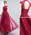 Vintage / Retro Burgundy Evening Dresses  2020 A-Line / Princess Ruffle High Neck Beading Crystal Sequins Sleeveless Backless Floor-Length / Long Formal Dresses