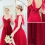 Chic / Belle Rouge Robe De Soirée 2020 Princesse Bretelles Spaghetti Perlage En Dentelle Fleur Sans Manches Dos Nu Train De Balayage Robe De Ceremonie