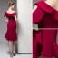 Chic / Beautiful Burgundy Graduation Dresses 2020 Homecoming Trumpet / Mermaid One-Shoulder Short Sleeve Zipper Up at Side Knee-Length Formal Dresses