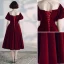 Chic / Beautiful Burgundy Homecoming Graduation Dresses 2020 A-Line / Princess Scoop Neck Suede Short Sleeve Backless Formal Dresses