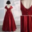 Modern / Fashion Burgundy Evening Dresses  2020 A-Line / Princess V-Neck Backless Sleeveless Floor-Length / Long Formal Dresses