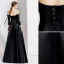 Elegant Black Evening Dresses  2020 A-Line / Princess Off-The-Shoulder Bow 3/4 Sleeve Backless Floor-Length / Long Formal Dresses