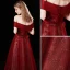 Charming Burgundy Prom Dresses 2021 A-Line / Princess Off-The-Shoulder Beading Rhinestone Sequins Sleeveless Backless Floor-Length / Long Prom Formal Dresses