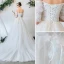 Charming Ivory Wedding Dresses 2020 A-Line / Princess Off-The-Shoulder Lace Flower Appliques Short Sleeve Backless Court Train