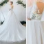 Élégant Ivoire Robe De Mariée 2020 Princesse Volants Encolure Dégagée En Dentelle Fleur 3/4 Manches Dos Nu Tribunal Train